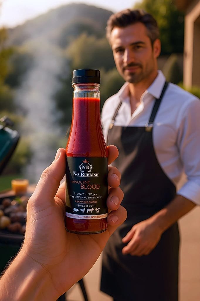 barbecuesaus-no-rubbish-innocent-blood-close-up-met-bbq-chef-ai-productvisual-productfotoai barbecuesaus-no-rubbish-innocent-blood-close-up-met-bbq-chef-ai-productvisual-productfotoai