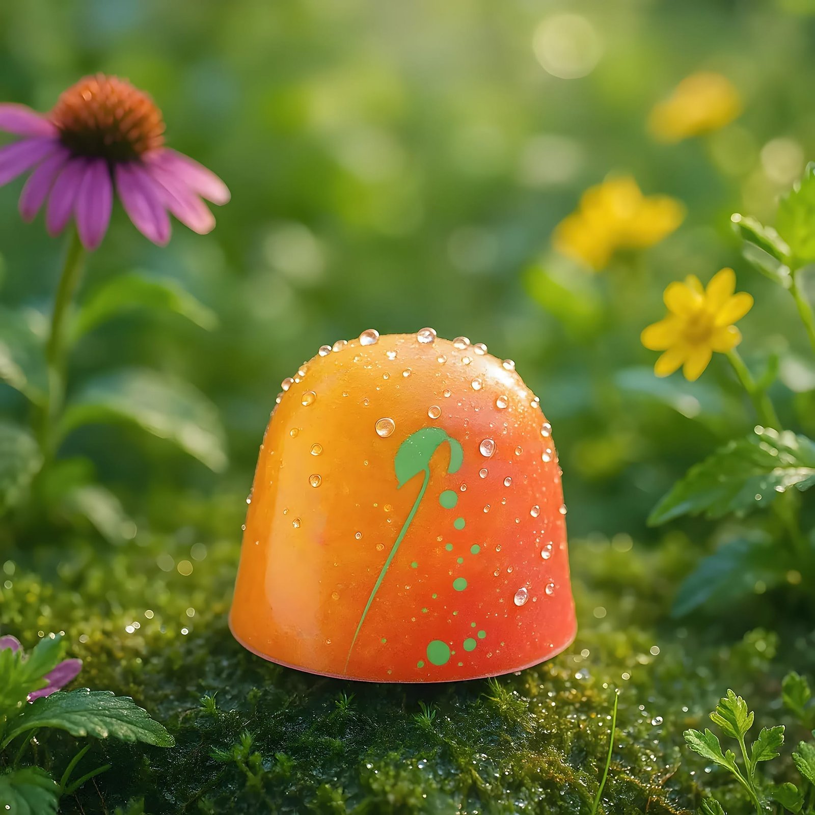 bonbon-close-up-met-dauw-natuurlijke-buitenomgeving-ai-productfoto-productfotoai