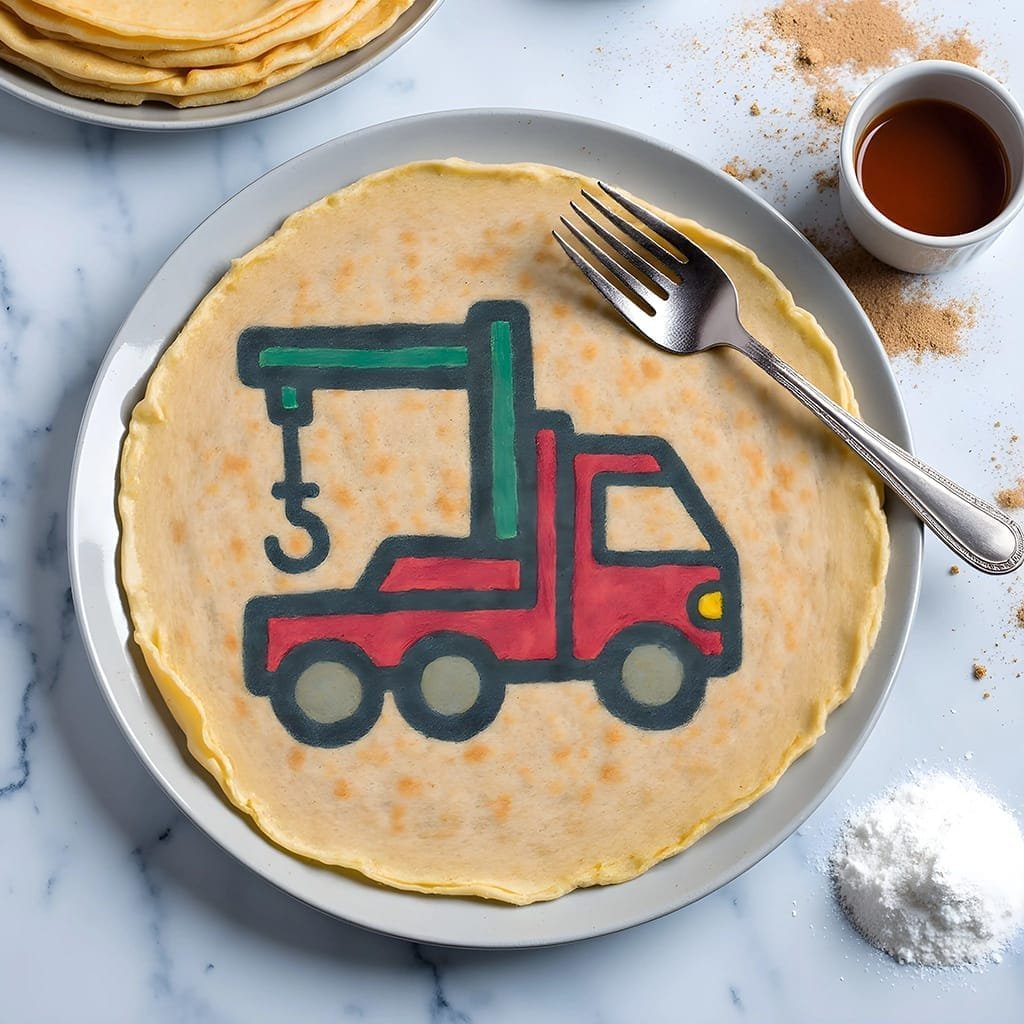 pannenkoek-met-getekende-kraanwagen-kinderontbijt-creatieve-food-art-ai-productfoto-productfotoai pannenkoek-met-getekende-kraanwagen-kinderontbijt-creatieve-food-art-ai-productfoto-productfotoai