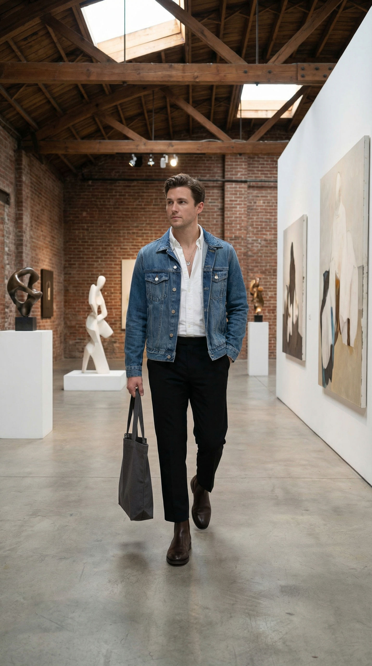 man-spijkerjack-tote-bag-kunstgalerie-lifestyle-productfotoai