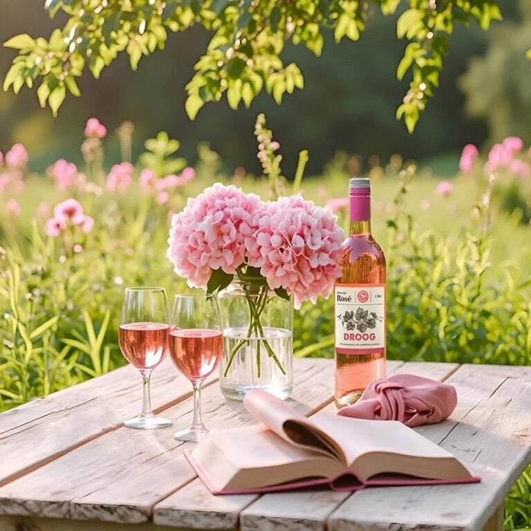 Droge Rose Wijn Promotie Product Foto met AI scene