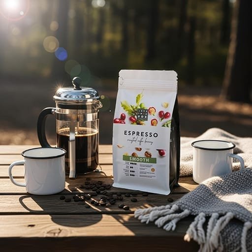 Koffie Love in A Box met bonnen op picnic tafel