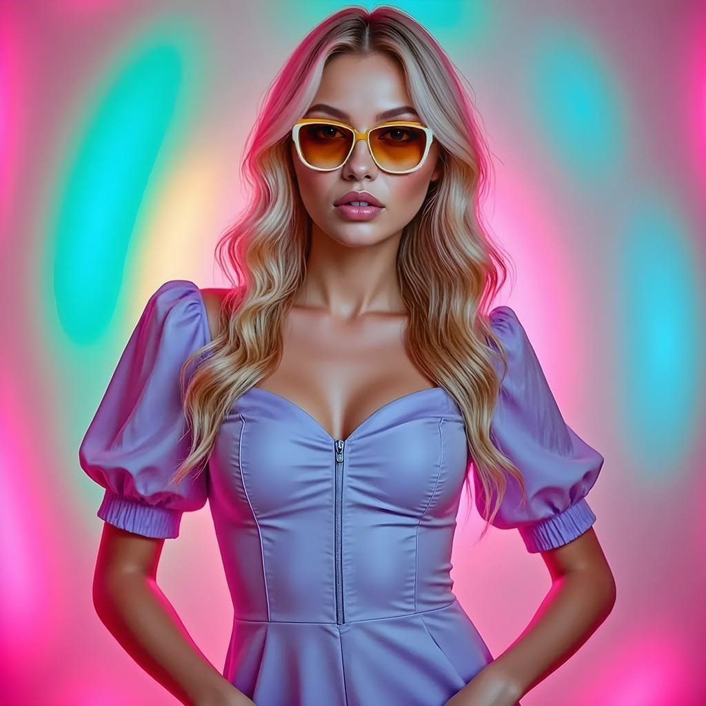 ai-fashionmodel-met-zonnebril-en-retro-achtergrond-productfotoai