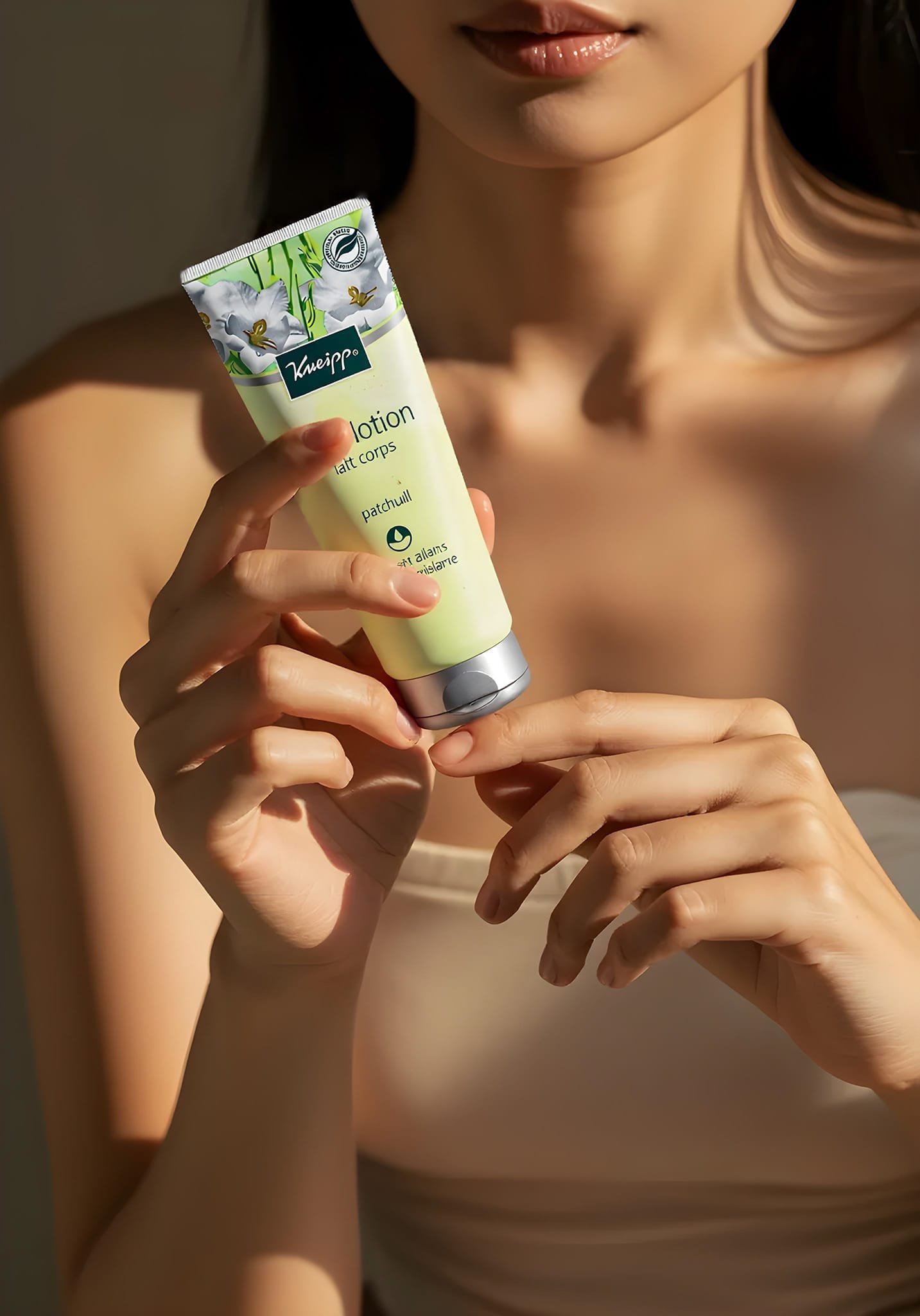 bodylotion-kneipp-patchouli-close-up-huidverzorging-ai-productfoto-productfotoai