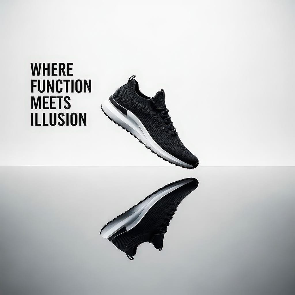 minimalistische-sportschoen-zwart-reflectie-waar-functie-illusie-samenkomen minimalistische-sportschoen-zwart-reflectie-waar-functie-illusie-samenkomen