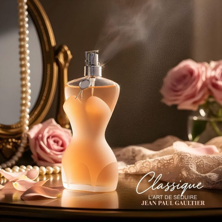 parfumfles-jean-paul-gaultier-classique-ai-productfoto-rozen-en-sieraden-productfotoai