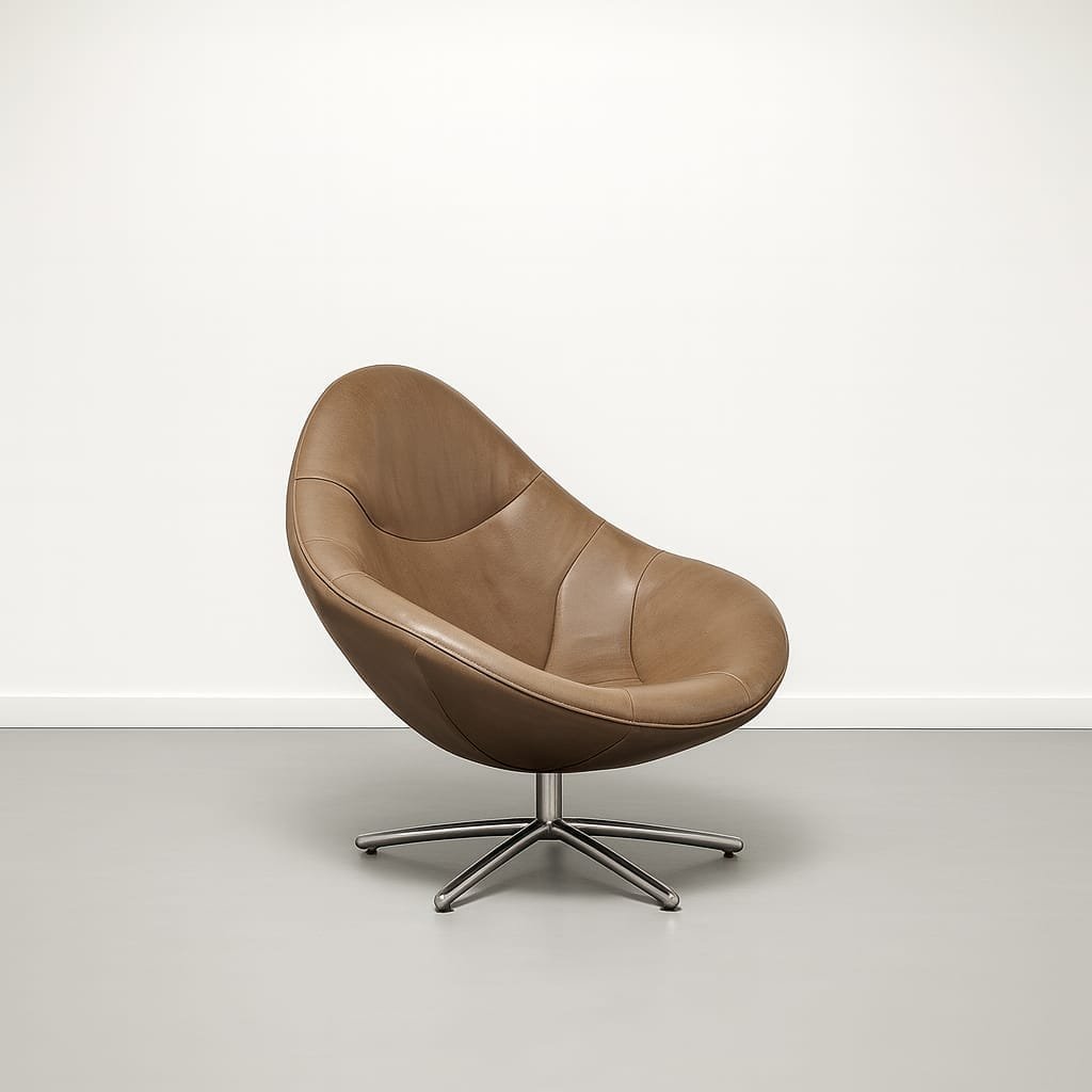 y vorm bruin leer chrome stoel left 45