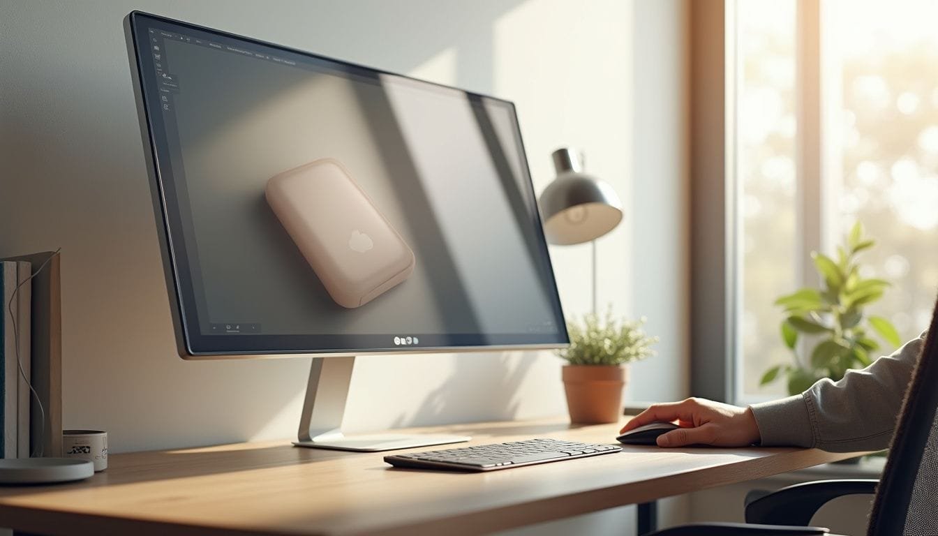 Voorbeeldproduct bewerkt met AI, zicht op toolinterface